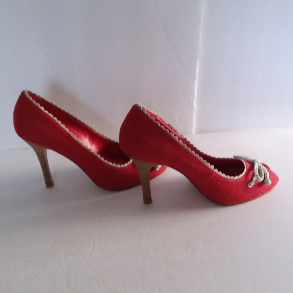 Nine West Red West Cloth Linen with Rope Bow Shoes - Picture 6 of 9
